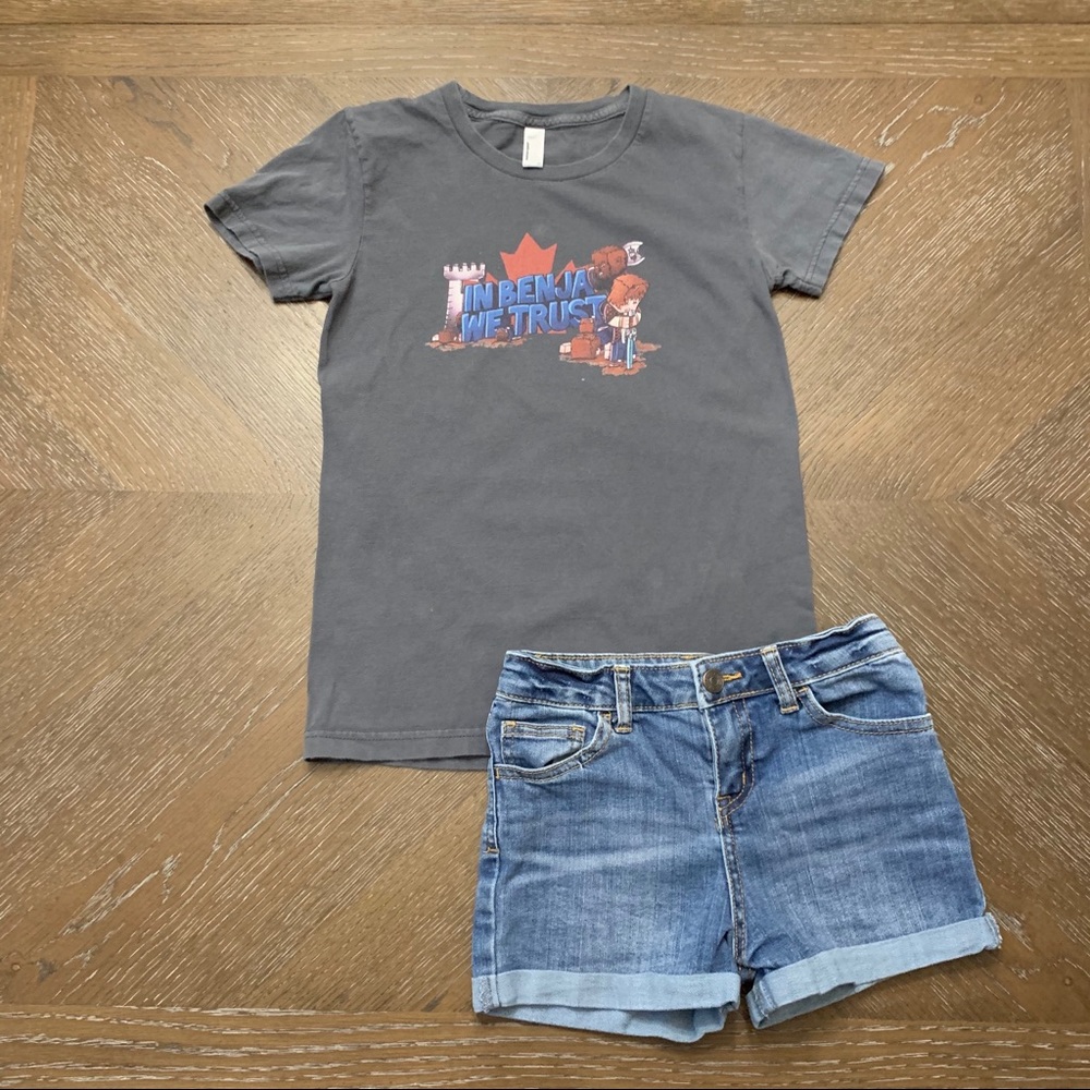Minecraft gray t-shirt In Benja We Trust